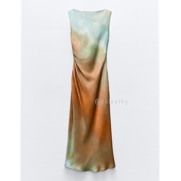 Zara TIE DYE PRINT MIDI DRESS - Picture 4 of 10